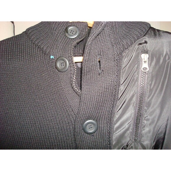 New NWT M Mark Law Luxury Black Cardigan Sweater Jacket Chest Zip Pocket Cotton - Picture 2 of 4